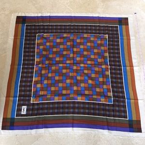 YSL Vintage Plaid Scarf Authentic